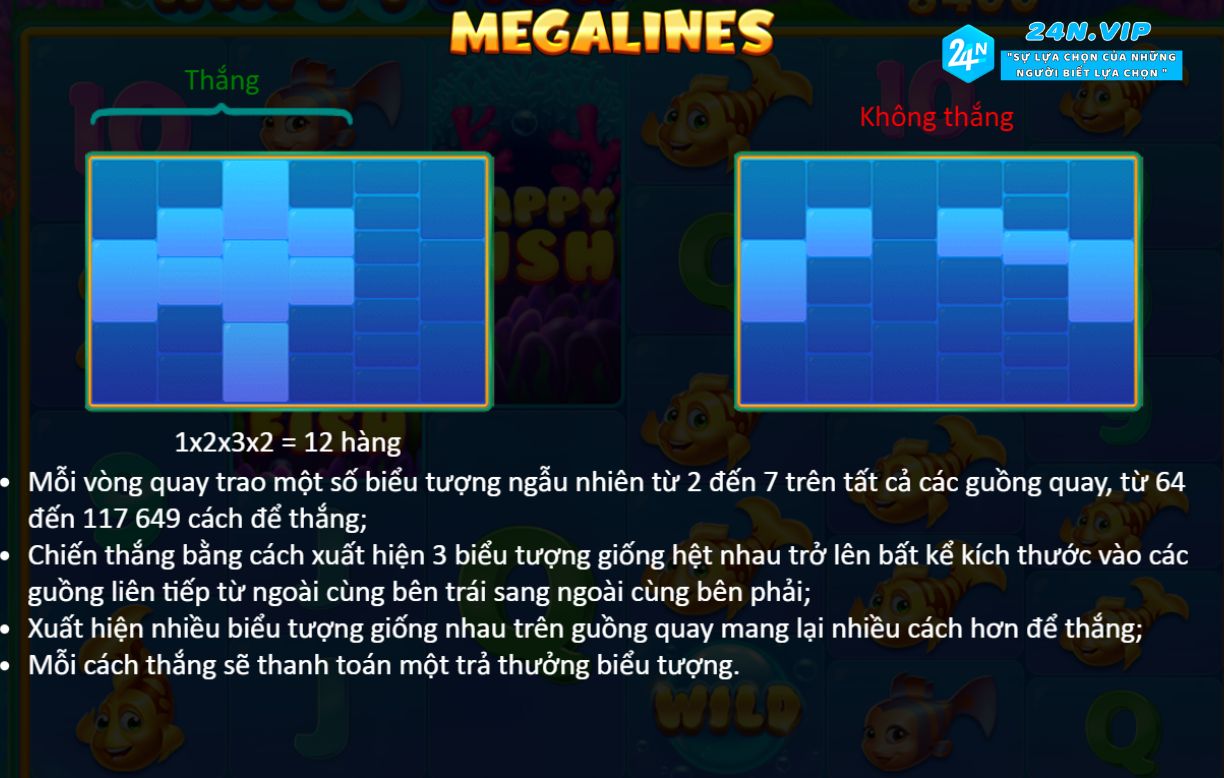 Megalines - Biểu Tượng Đặc Biệt Trò Chơi Slot Happy Fish Trên Nhà Cái 24N (Special Symbols)