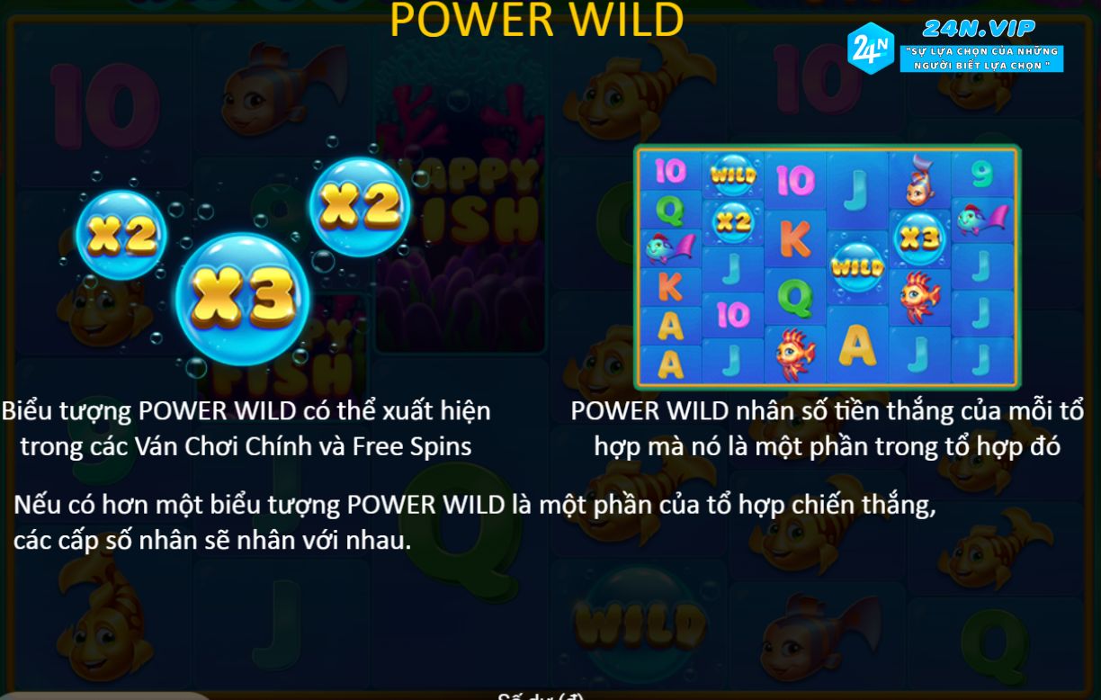 Power Wild Slot Happy Fish trên Nhà Cái 24N